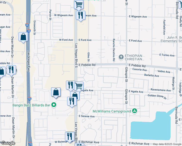 map of restaurants, bars, coffee shops, grocery stores, and more near 9000 South Las Vegas Boulevard in Las Vegas