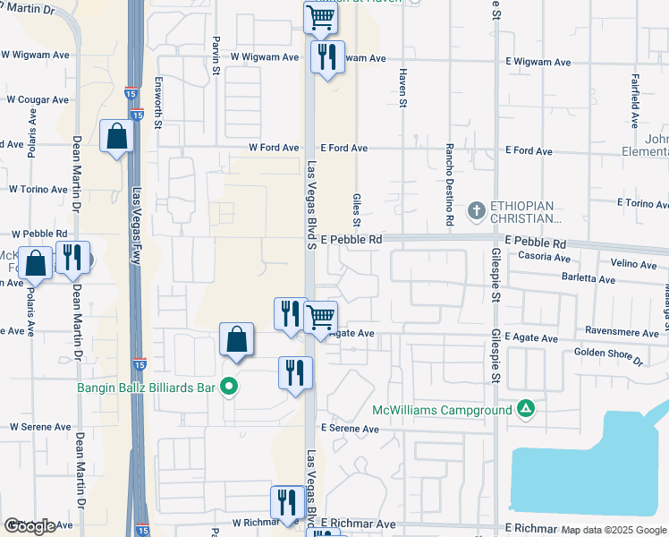 map of restaurants, bars, coffee shops, grocery stores, and more near in Las Vegas