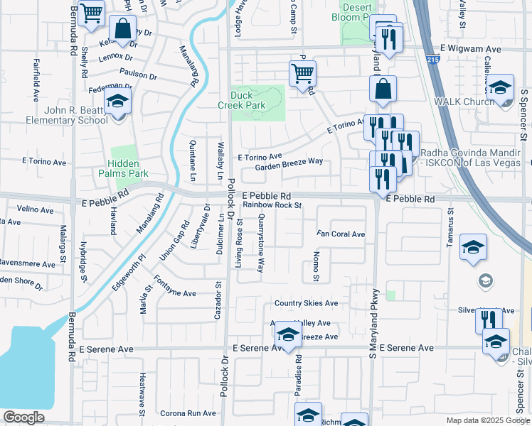 map of restaurants, bars, coffee shops, grocery stores, and more near 8940 Quarrystone Way in Las Vegas