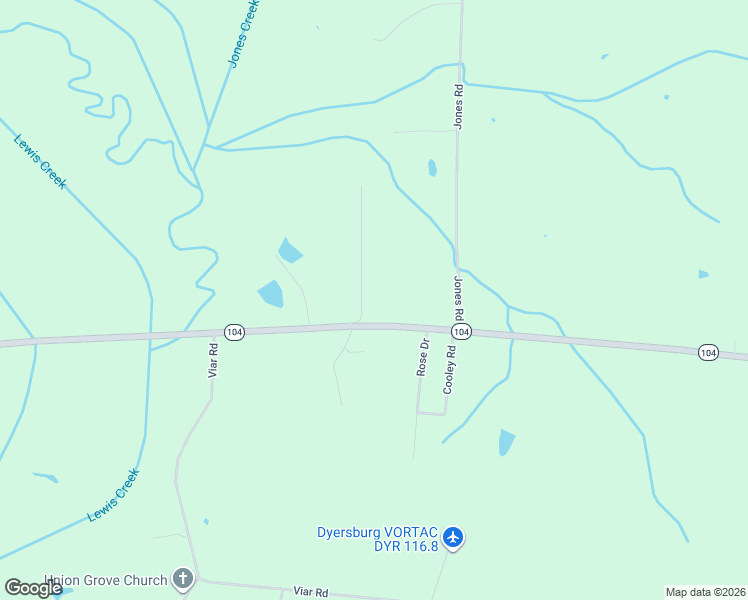 map of restaurants, bars, coffee shops, grocery stores, and more near 3796 Tennessee 104 in Dyersburg