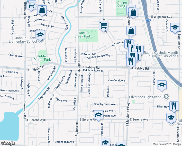 map of restaurants, bars, coffee shops, grocery stores, and more near 8940 Quarrystone Way in Las Vegas