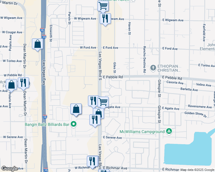 map of restaurants, bars, coffee shops, grocery stores, and more near in Las Vegas