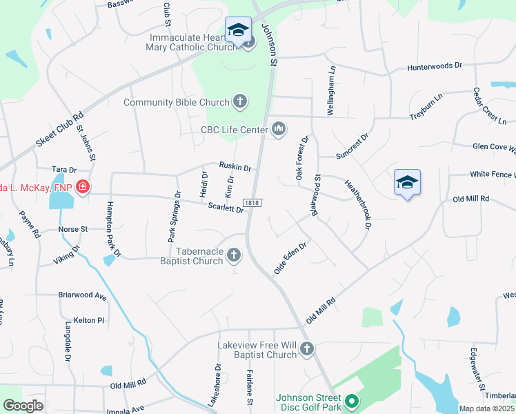 map of restaurants, bars, coffee shops, grocery stores, and more near 3942 Johnson Street in High Point