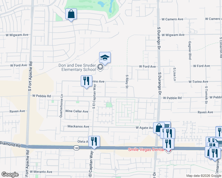 map of restaurants, bars, coffee shops, grocery stores, and more near 8905 Skyline Peak Court in Las Vegas