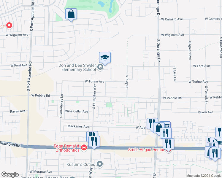 map of restaurants, bars, coffee shops, grocery stores, and more near 8905 Skyline Peak Court in Las Vegas