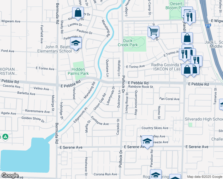 map of restaurants, bars, coffee shops, grocery stores, and more near 8947 Libertyvale Drive in Las Vegas