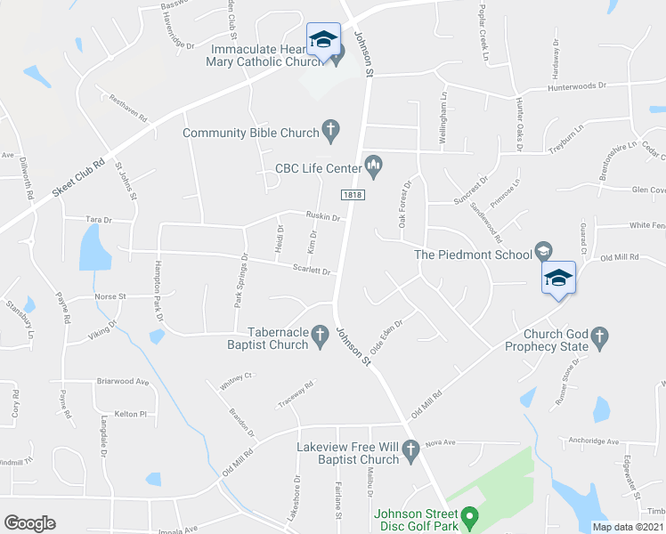 map of restaurants, bars, coffee shops, grocery stores, and more near 3941 Johnson Street in High Point