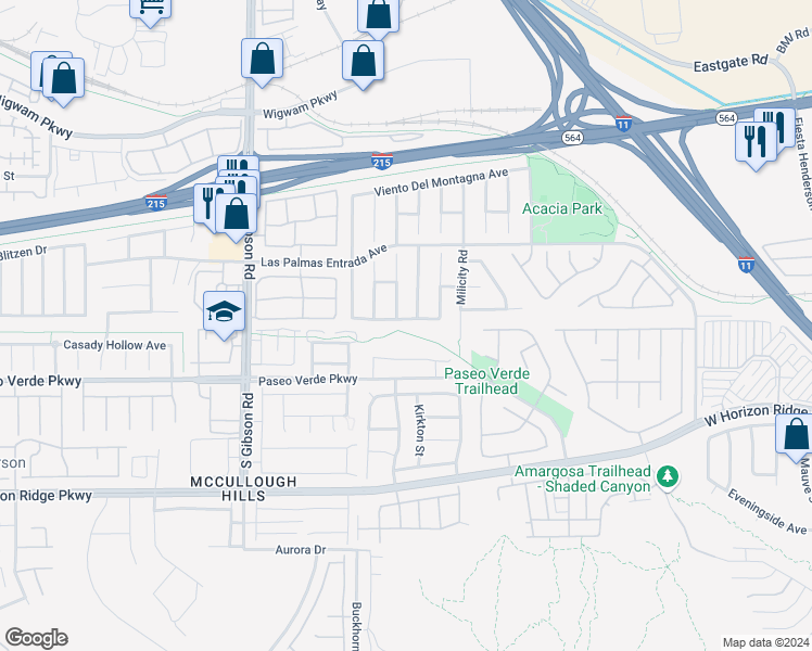 map of restaurants, bars, coffee shops, grocery stores, and more near 857 Sumner Ranch Road in Henderson