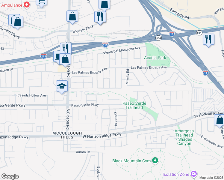 map of restaurants, bars, coffee shops, grocery stores, and more near 857 Sumner Ranch Road in Henderson