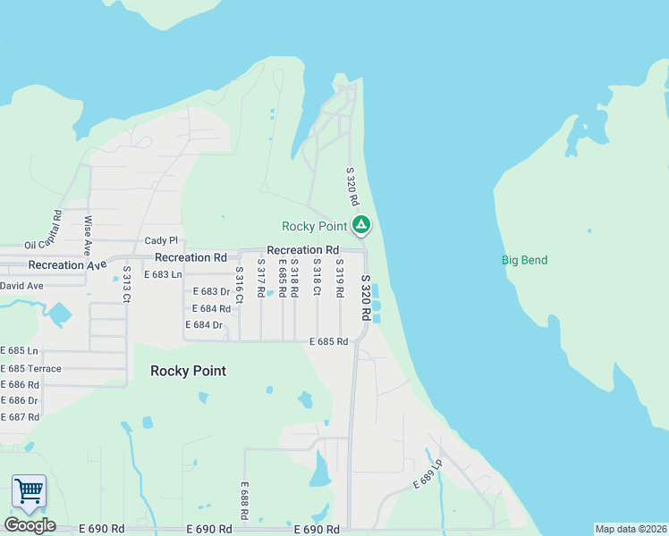 map of restaurants, bars, coffee shops, grocery stores, and more near 68349 South 319 Road in Wagoner