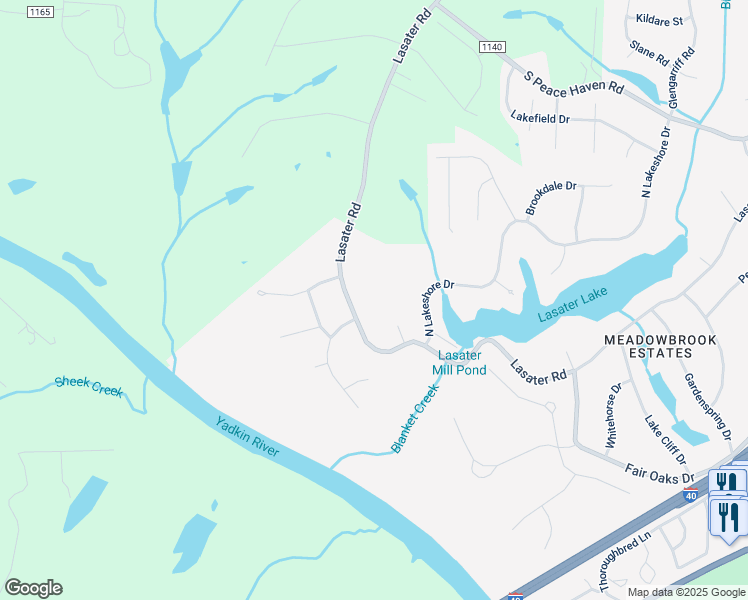 map of restaurants, bars, coffee shops, grocery stores, and more near 8075 Lasater Road in Clemmons