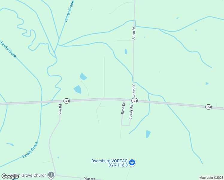 map of restaurants, bars, coffee shops, grocery stores, and more near 3796 Tennessee 104 in Dyersburg