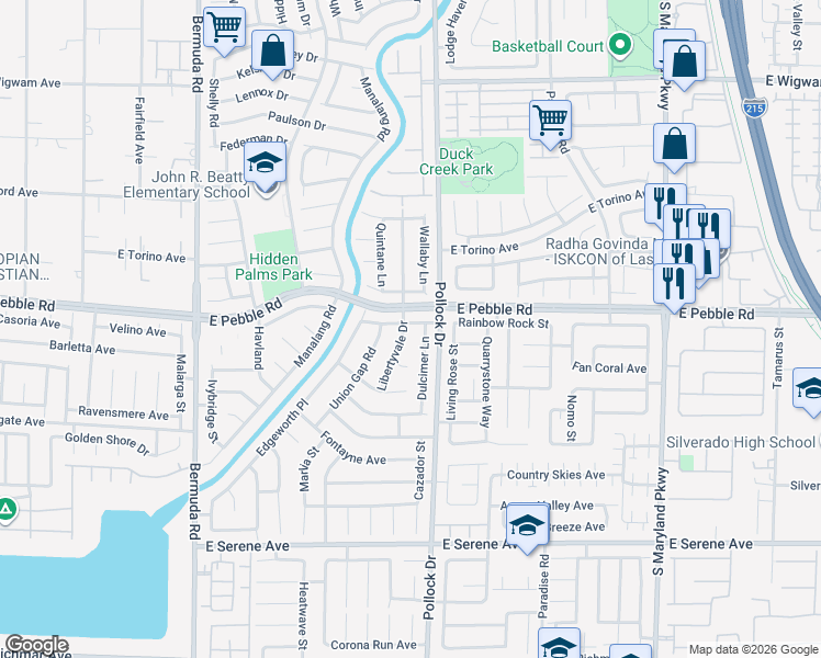 map of restaurants, bars, coffee shops, grocery stores, and more near 8934 Libertyvale Drive in Las Vegas