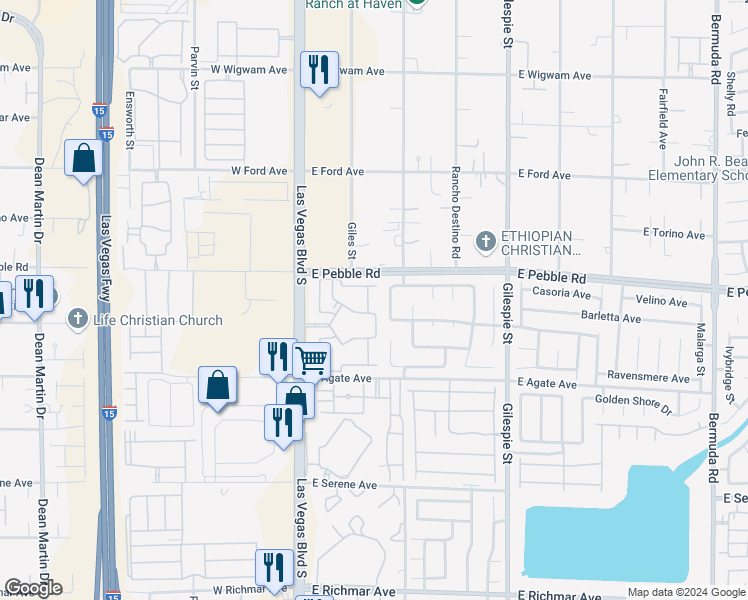 map of restaurants, bars, coffee shops, grocery stores, and more near 9000 South Las Vegas Boulevard in Las Vegas