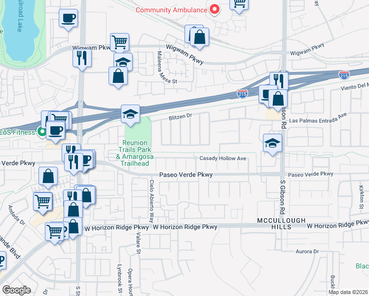 map of restaurants, bars, coffee shops, grocery stores, and more near 1113 Thunder Canyon Avenue in Henderson