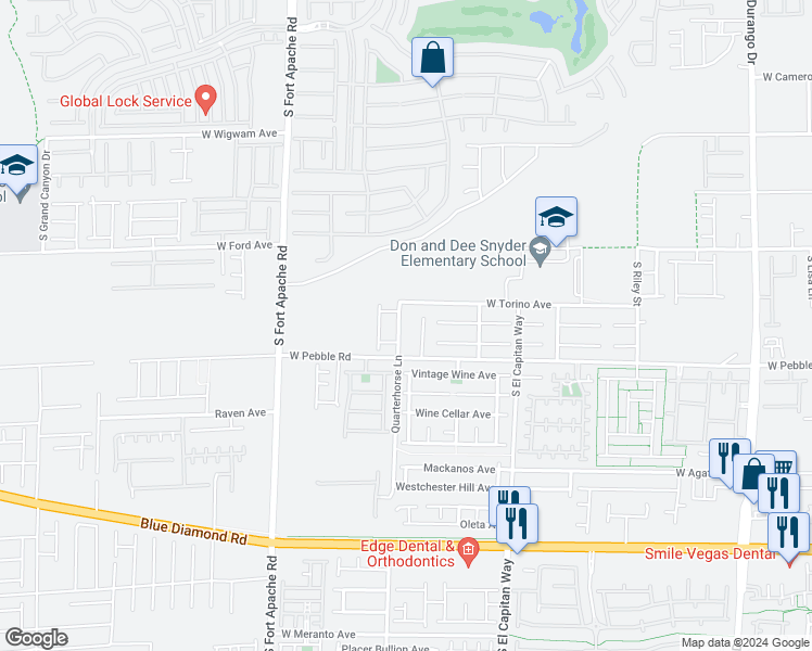 map of restaurants, bars, coffee shops, grocery stores, and more near 8846 Quarterhorse Lane in Las Vegas
