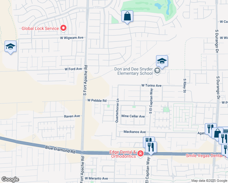 map of restaurants, bars, coffee shops, grocery stores, and more near 8863 Quarterhorse Lane in Las Vegas