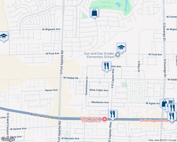 map of restaurants, bars, coffee shops, grocery stores, and more near 8846 Quarterhorse Lane in Las Vegas