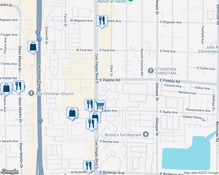 map of restaurants, bars, coffee shops, grocery stores, and more near 9000 South Las Vegas Boulevard in Las Vegas