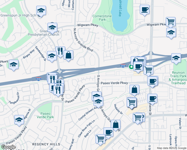 map of restaurants, bars, coffee shops, grocery stores, and more near 1714 Franklin Chase Terrace in Henderson