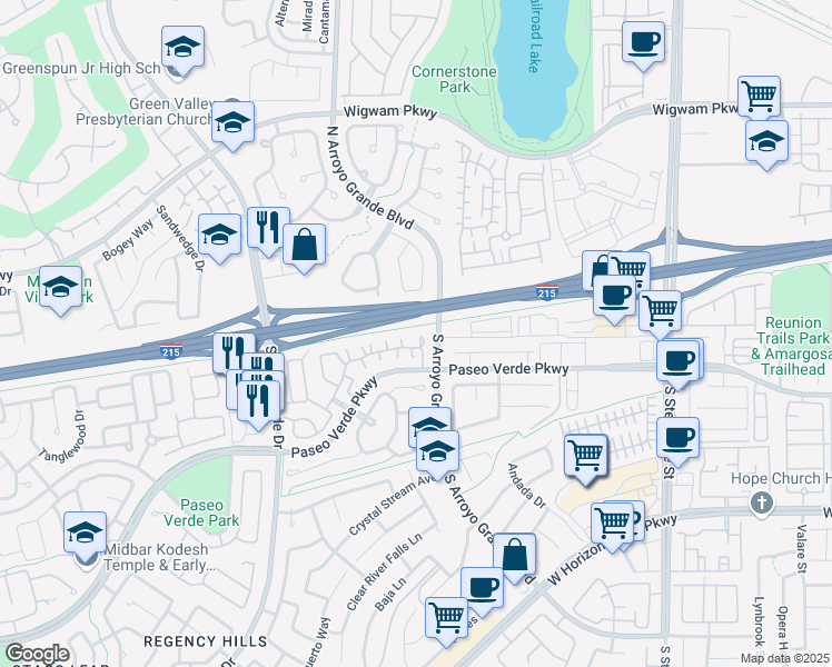 map of restaurants, bars, coffee shops, grocery stores, and more near 1714 Franklin Chase Terrace in Henderson