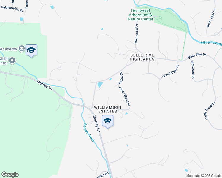 map of restaurants, bars, coffee shops, grocery stores, and more near 6421 Arden Court in Brentwood