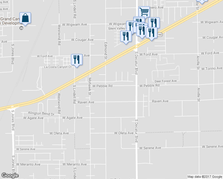 map of restaurants, bars, coffee shops, grocery stores, and more near 8920 Edmond Street in Las Vegas