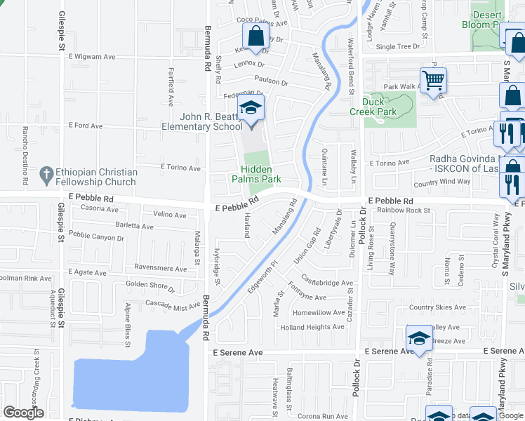 map of restaurants, bars, coffee shops, grocery stores, and more near 545 Beresford Avenue in Las Vegas