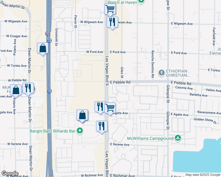 map of restaurants, bars, coffee shops, grocery stores, and more near 9000 South Las Vegas Boulevard in Las Vegas