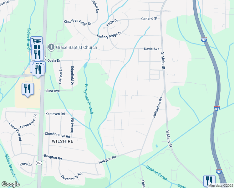 map of restaurants, bars, coffee shops, grocery stores, and more near 532 Freeport Court in Winston-Salem