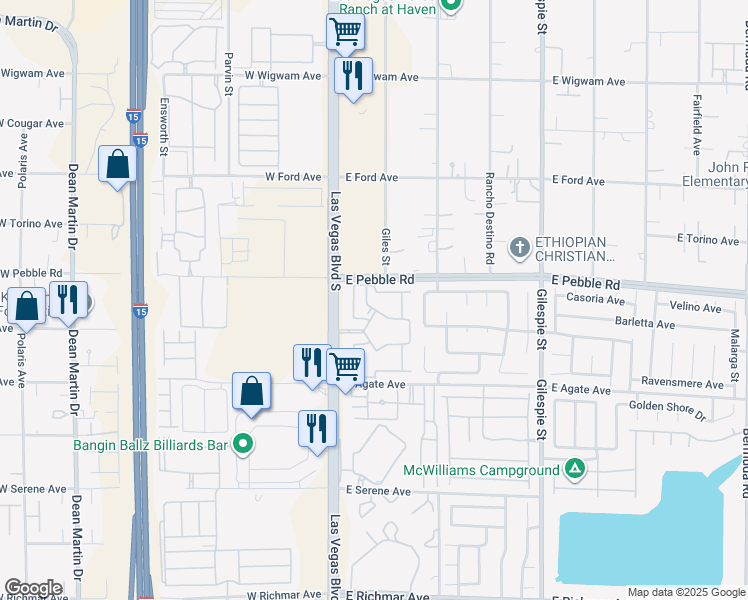 map of restaurants, bars, coffee shops, grocery stores, and more near 9000 South Las Vegas Boulevard in Las Vegas