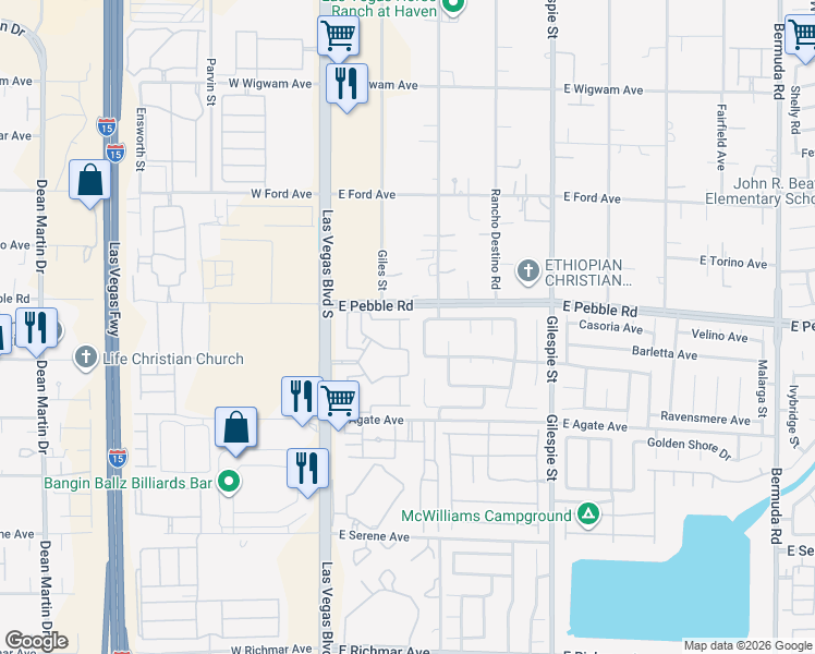 map of restaurants, bars, coffee shops, grocery stores, and more near in Las Vegas
