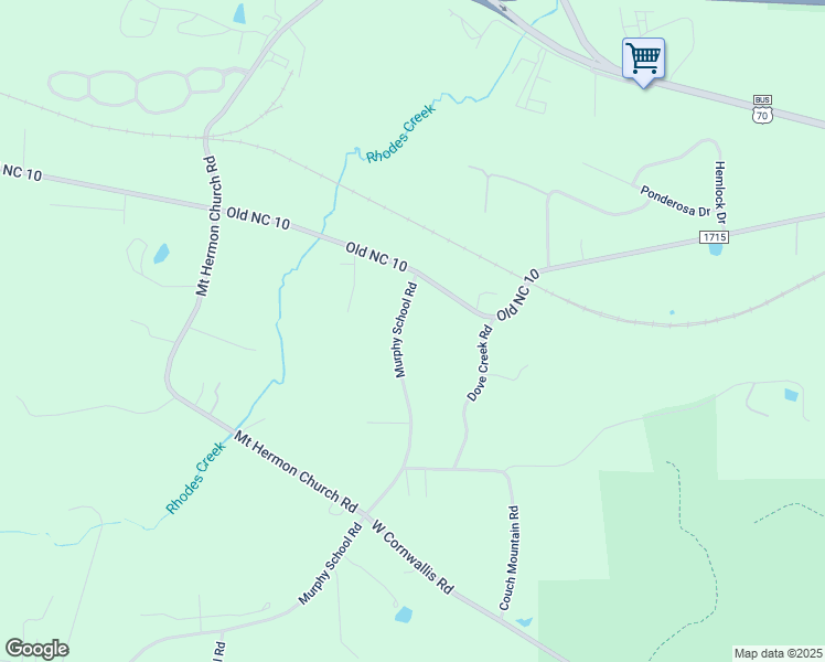 map of restaurants, bars, coffee shops, grocery stores, and more near 3802 Murphy School Road in Durham