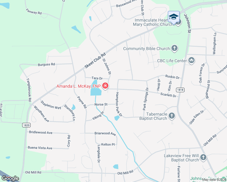 map of restaurants, bars, coffee shops, grocery stores, and more near 1108 Hampton Park Drive in High Point