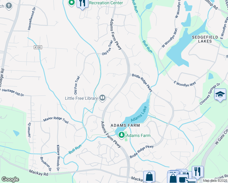 map of restaurants, bars, coffee shops, grocery stores, and more near 1603 Dedham Court in Greensboro