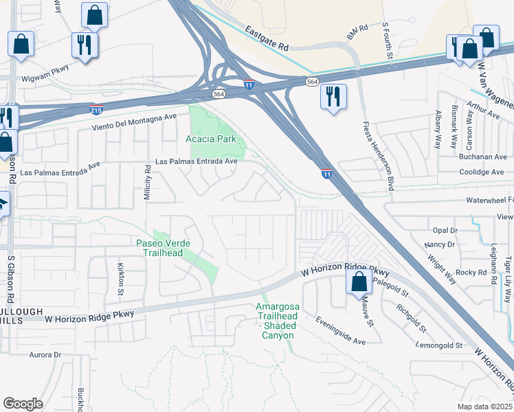 map of restaurants, bars, coffee shops, grocery stores, and more near 755 Camino Del Ray in Henderson
