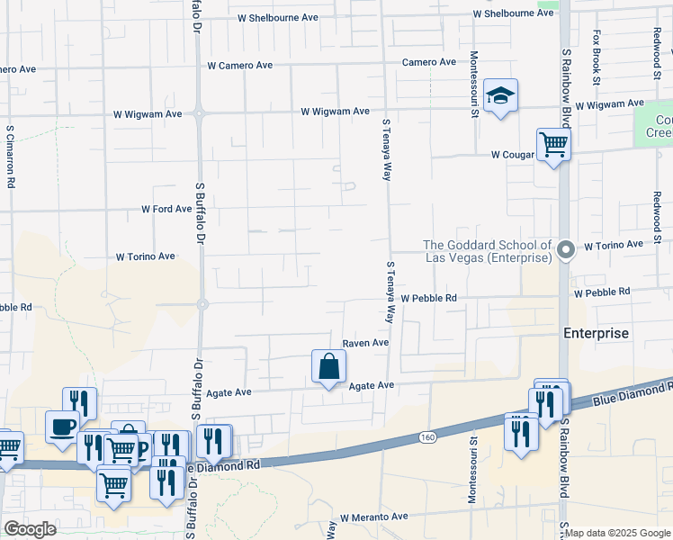map of restaurants, bars, coffee shops, grocery stores, and more near 8835 South Monte Cristo Way in Las Vegas