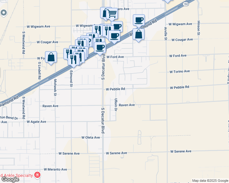 map of restaurants, bars, coffee shops, grocery stores, and more near 8943 Phillip Great Court in Las Vegas