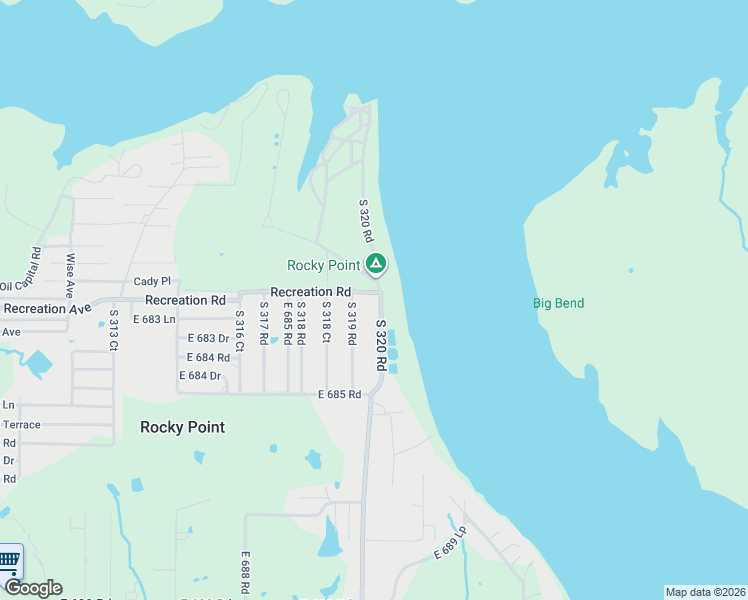 map of restaurants, bars, coffee shops, grocery stores, and more near 68339 South 320 Road in Wagoner