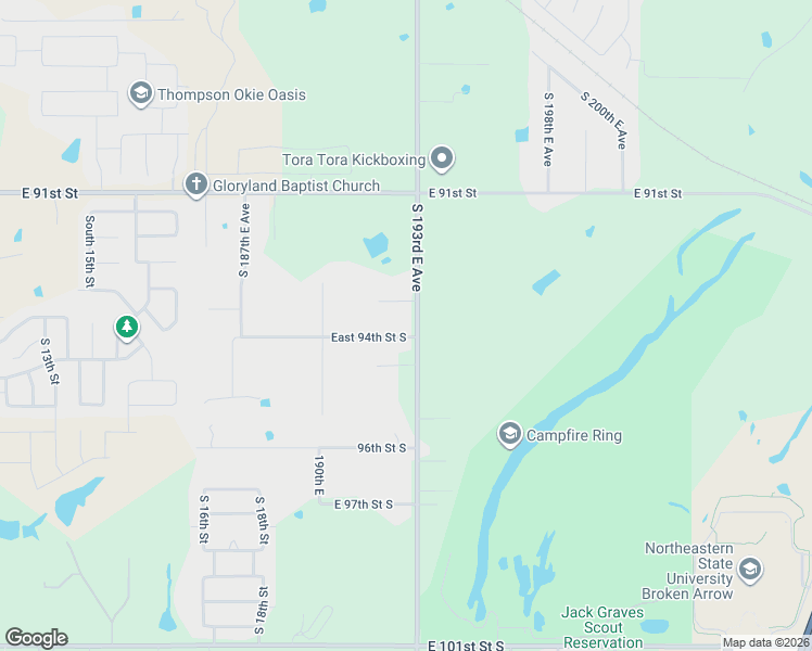map of restaurants, bars, coffee shops, grocery stores, and more near 27600 East 94th Street South in Broken Arrow