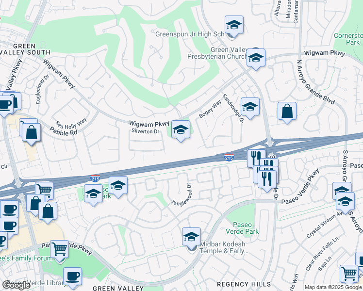 map of restaurants, bars, coffee shops, grocery stores, and more near 1961 Wigwam Parkway in Henderson
