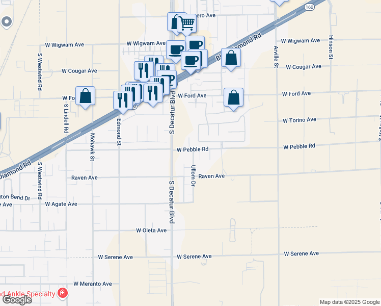 map of restaurants, bars, coffee shops, grocery stores, and more near 8943 Phillip Great Court in Las Vegas