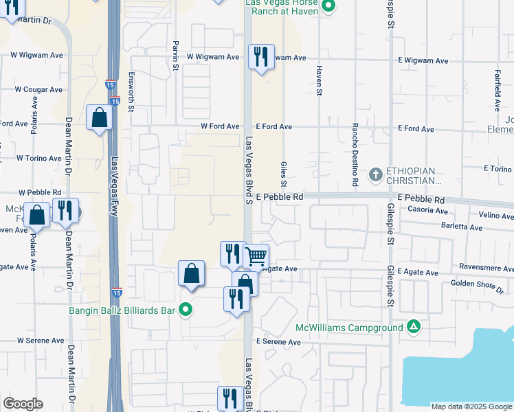map of restaurants, bars, coffee shops, grocery stores, and more near 9000 South Las Vegas Boulevard in Las Vegas