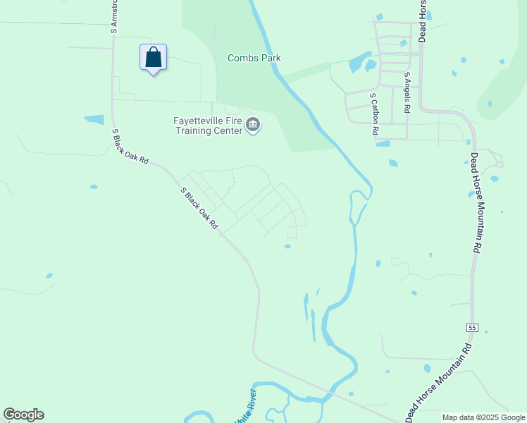 map of restaurants, bars, coffee shops, grocery stores, and more near South Black Oak Road in Fayetteville