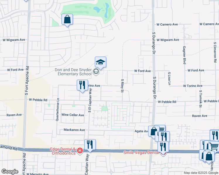 map of restaurants, bars, coffee shops, grocery stores, and more near 8889 West Torino Avenue in Las Vegas