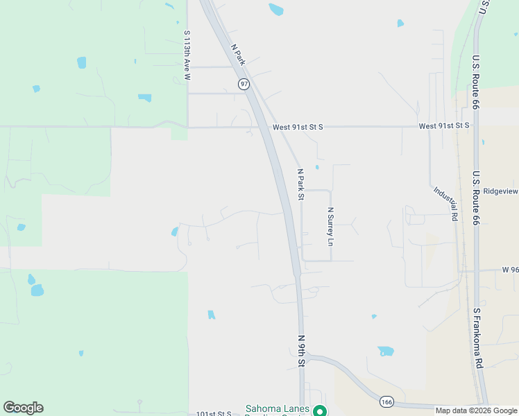 map of restaurants, bars, coffee shops, grocery stores, and more near 117 Castle Creek Drive in Sapulpa