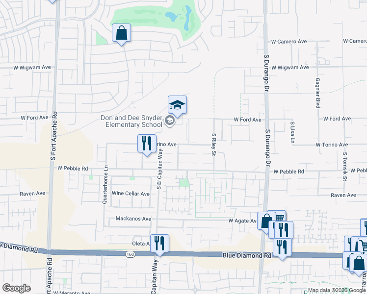map of restaurants, bars, coffee shops, grocery stores, and more near 8895 West Torino Avenue in Las Vegas