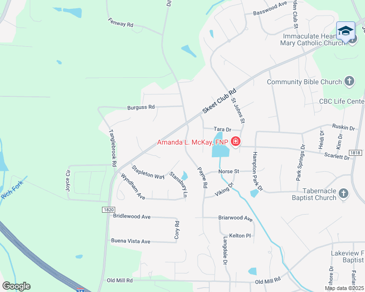 map of restaurants, bars, coffee shops, grocery stores, and more near 4037 Payne Road in High Point