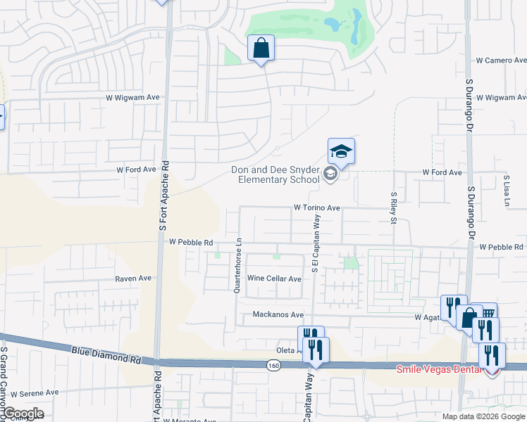 map of restaurants, bars, coffee shops, grocery stores, and more near 9143 West Torino Avenue in Las Vegas