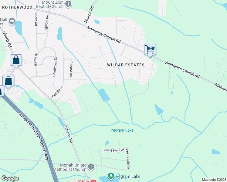 map of restaurants, bars, coffee shops, grocery stores, and more near 1414 Phifer-Luther Court in Greensboro